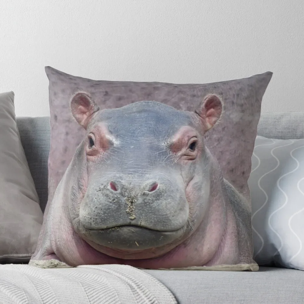 

Baby Hippo Fritz at the Cincinnati Zoo Throw Pillow Decorative Cushions Luxury Sofa Cushions Throw Pillow