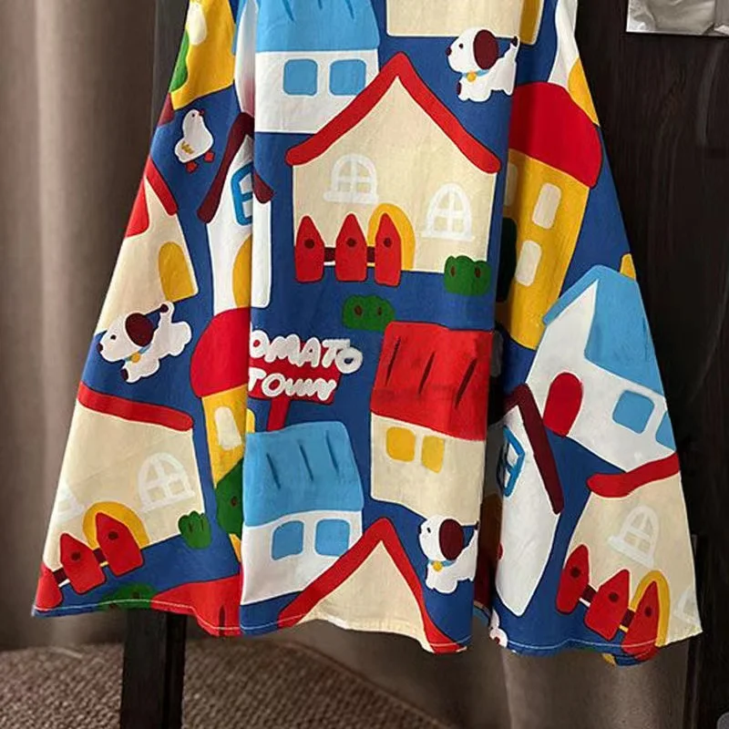 Vestidos sin mangas con estampado de dibujos animados para niñas, ropa sin mangas para niñas de 3 a 9 años, novedad de 2023