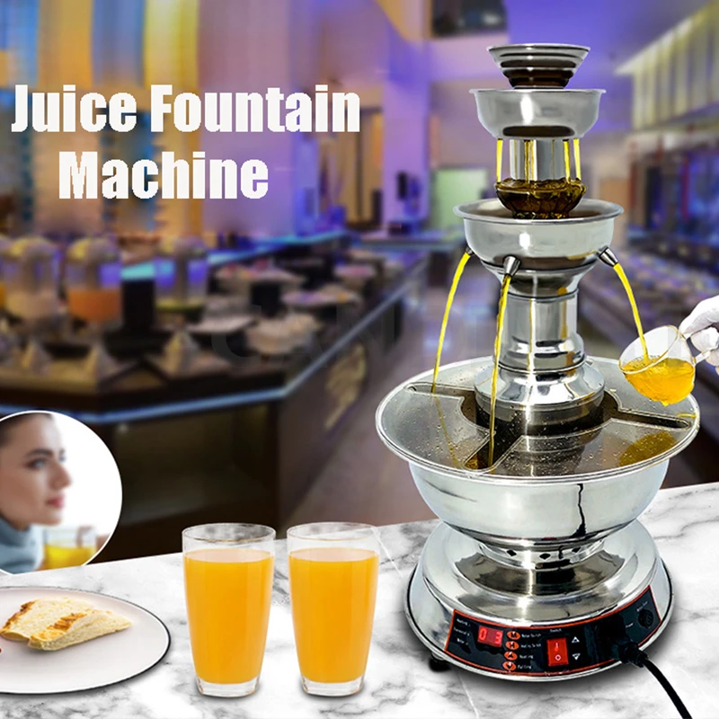 Red Wine Champagne Fountain Machine Wine Warmer 3 Tier Juice Waterfall Machine Restaurant Party Beverage Warmer