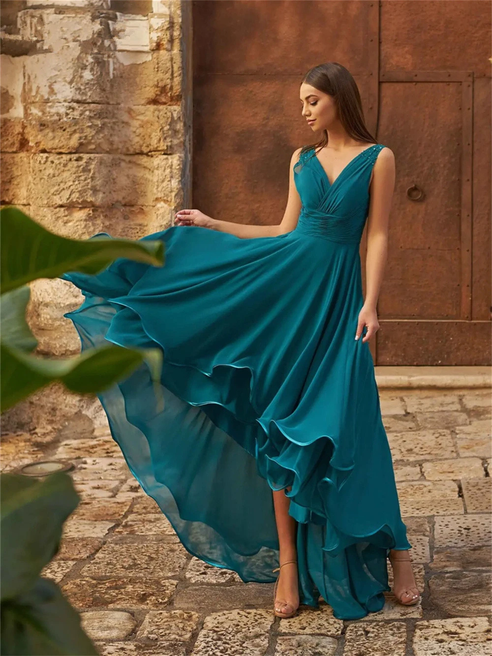 New High/Low Bridesmaid Dresses 2024 Simple Chiffon Sexy Off-The-Shoulder Evening Party Gown Custom Made