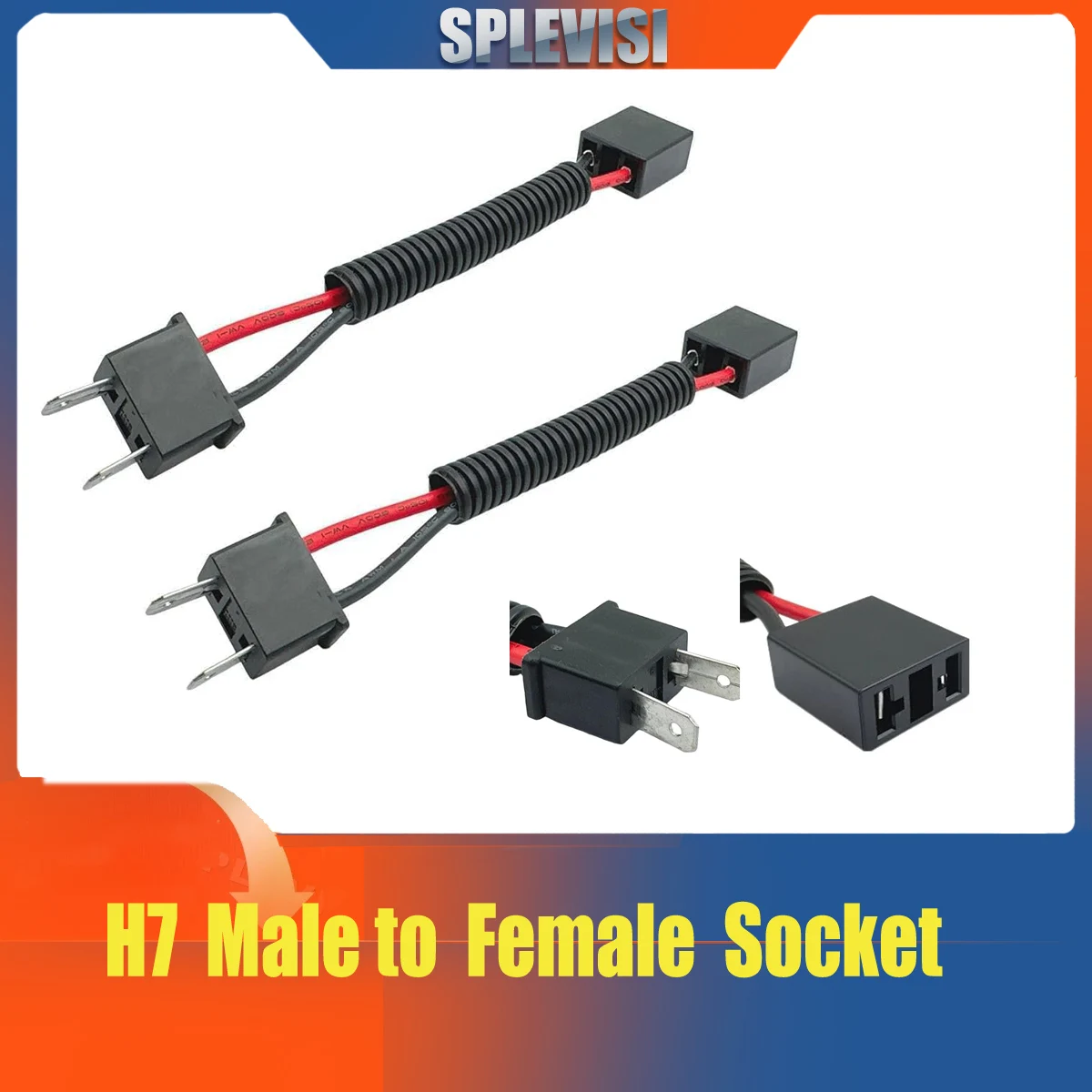 

2 Pcs H7 Male to Female Extension Wire Harness Headlight Fog Lamp Bulb Socket Adapter Pigtail for Car Truck Durable Plastic