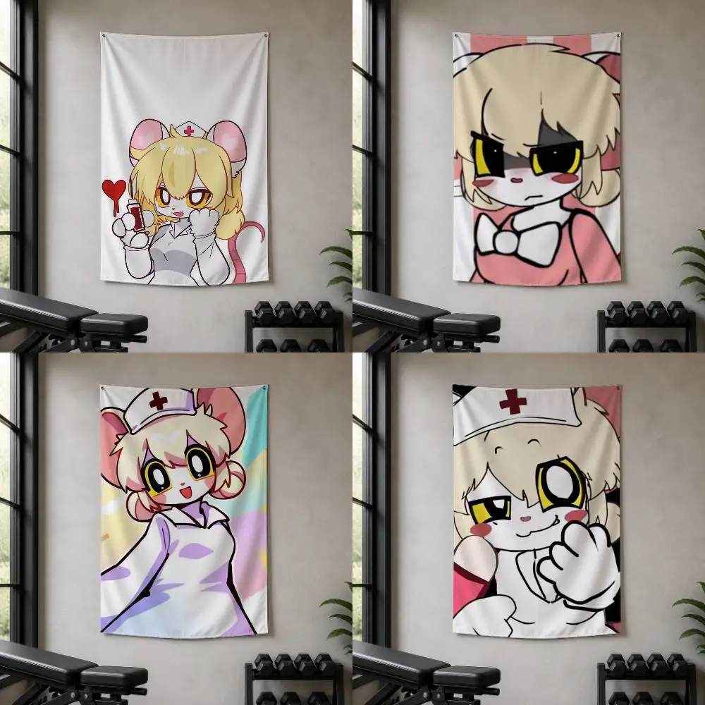 Anime Game Figure Terrible Mouse Lorna Decorative Hanging Flag with Grommets for Garage Bedroom Dorm Wall Decor