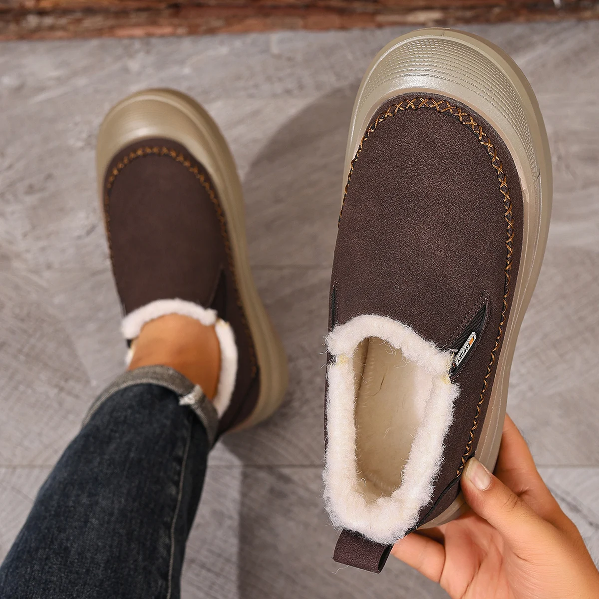 

2025 Winter New Men's One-step Warm Cotton Shoes Comfortable Cold-proof Slip-resistant Durable Free Shipping Men's Shoes