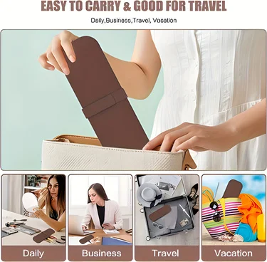 Travel Makeup Brush Holder, Silicone Cosmetic Brushes Holder, Makeup Sponge Case Khaki Portable Waterproof Makeup Tools