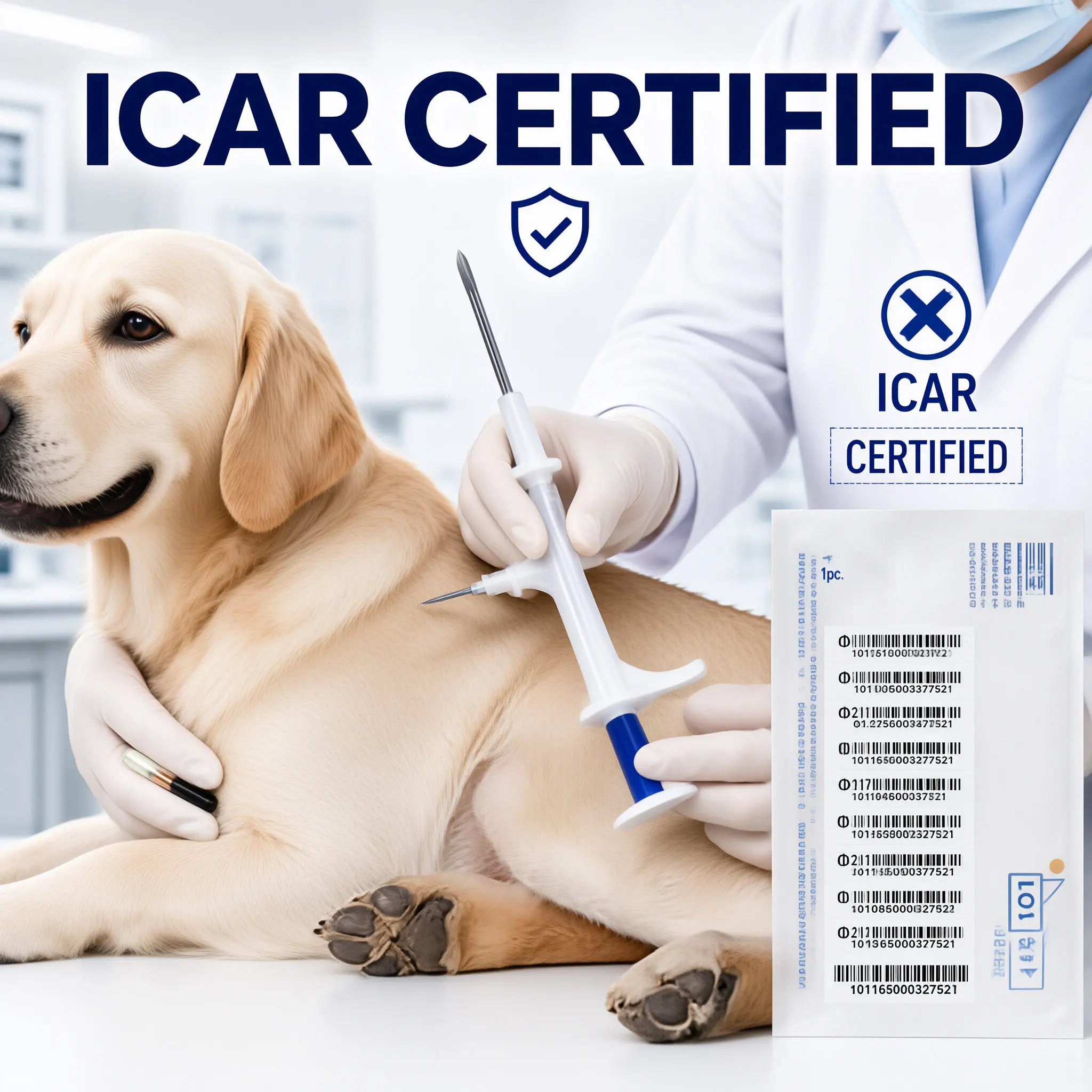 100Pcs/Pack Pet Em4305 Microchip 134.2Khz Fdx-B Animal Identification Chip Animal Microchip Injector International Standard