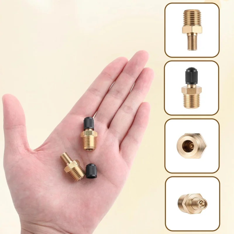2pcs Schrader, 1/4''  Brass  Male Threads  Core Using with Compressor  with Sealing Caps