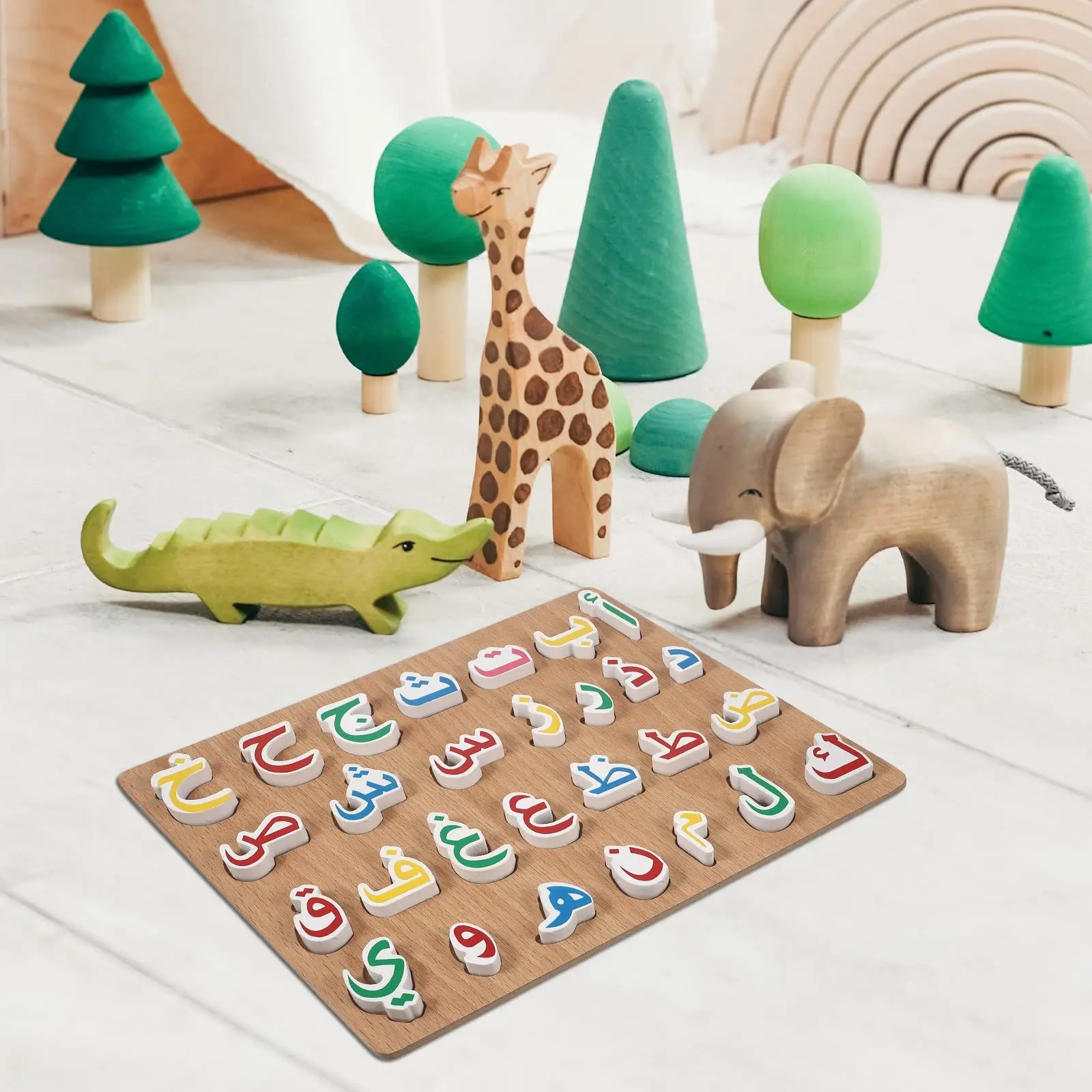 1pc Holz Arabisch Alphabet Puzzle Spielzeug Kinder Montessori Vorschule rziehung Arabisch Lernen Handgriff Puzzle Spiel Kinder Spielzeug