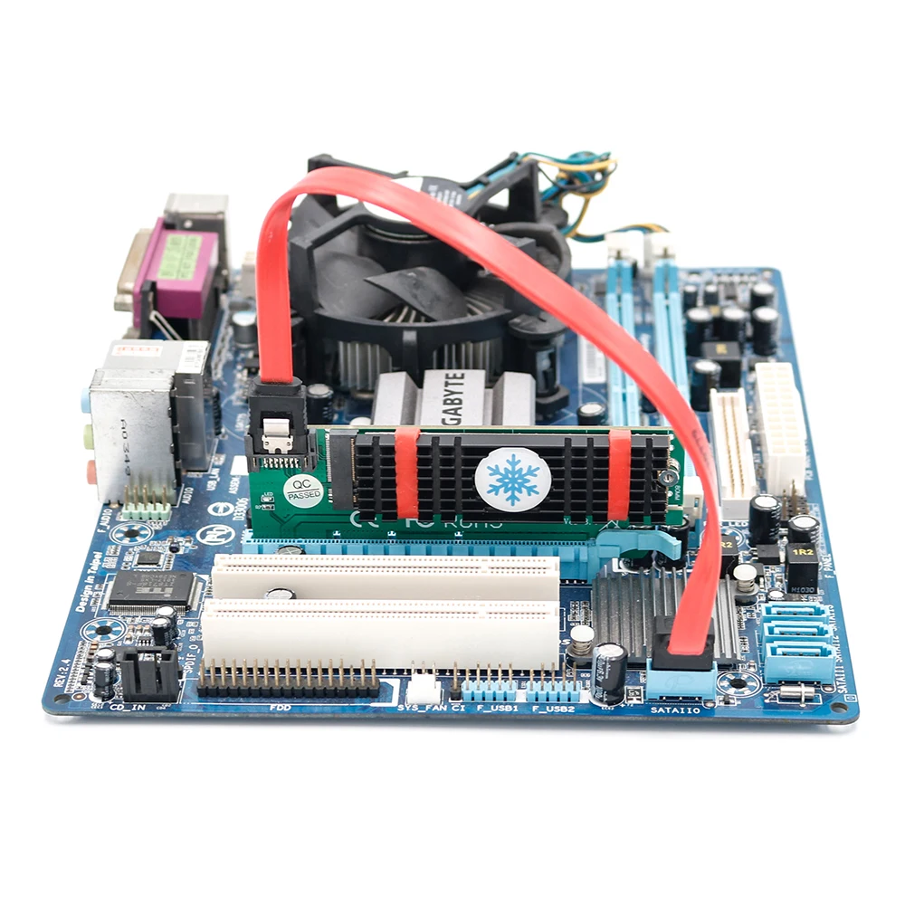 محول M.2 B SATA-Bus SSD إلى SATA3 ، فتحة PCI Express x1 x4 x8 x16 ، وصلة تبريد كابل SATA ، دعم