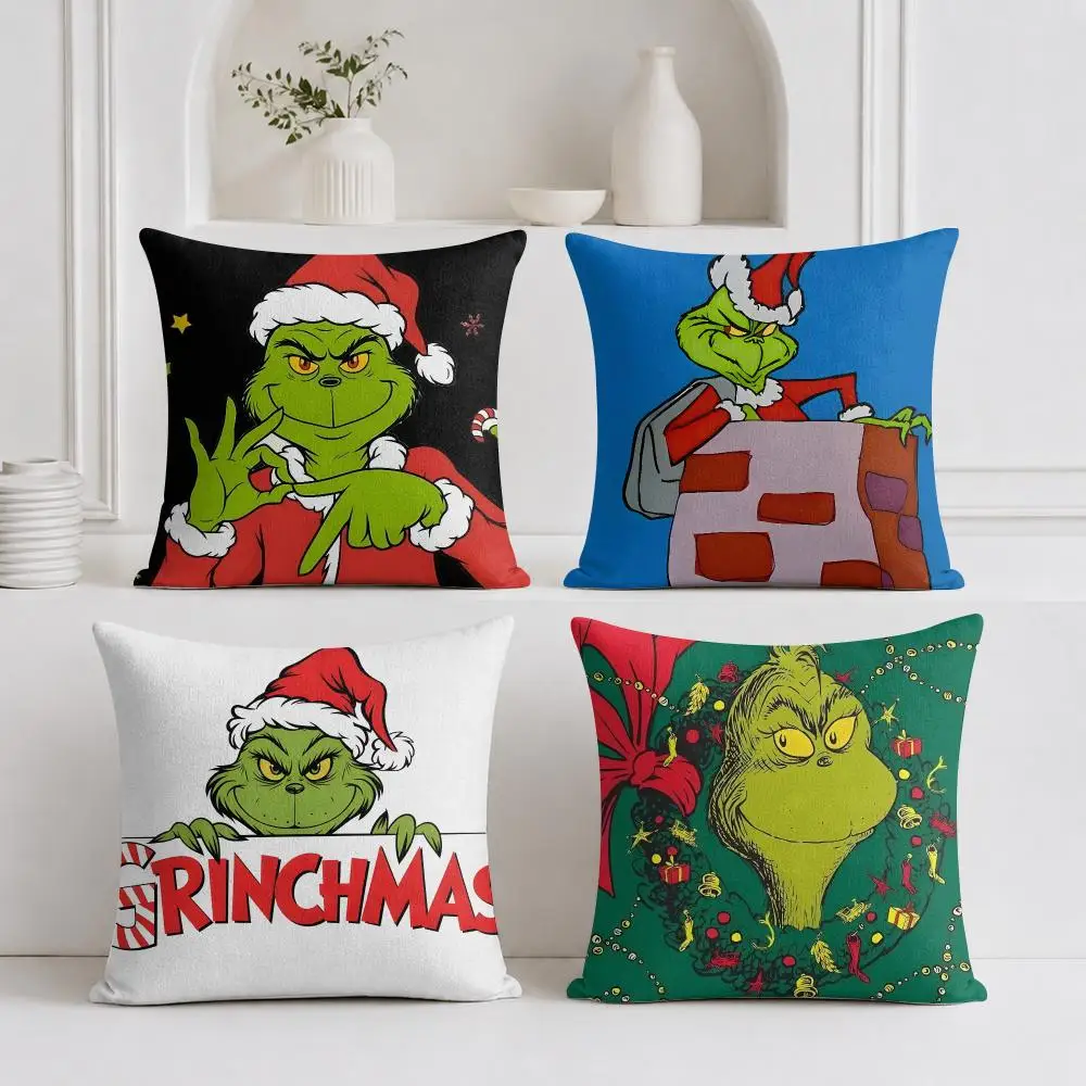 How The G-Grinch Stole Christmas Cushion Cover Plush Fabric Soft Double-Sided Printed Sofa Warm Winter Home Gift Pillow Cover