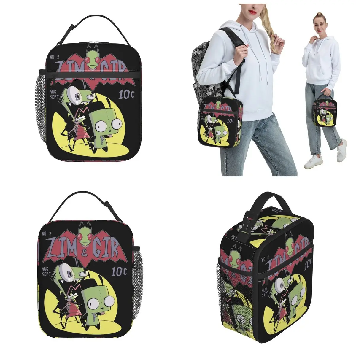 Zim En Gir Indringer Zim Anime Geïsoleerde Lunch Tas Opslag Voedsel Doos Draagbare Thermisch Koeler Lunchbox Voor Schoolkantoor