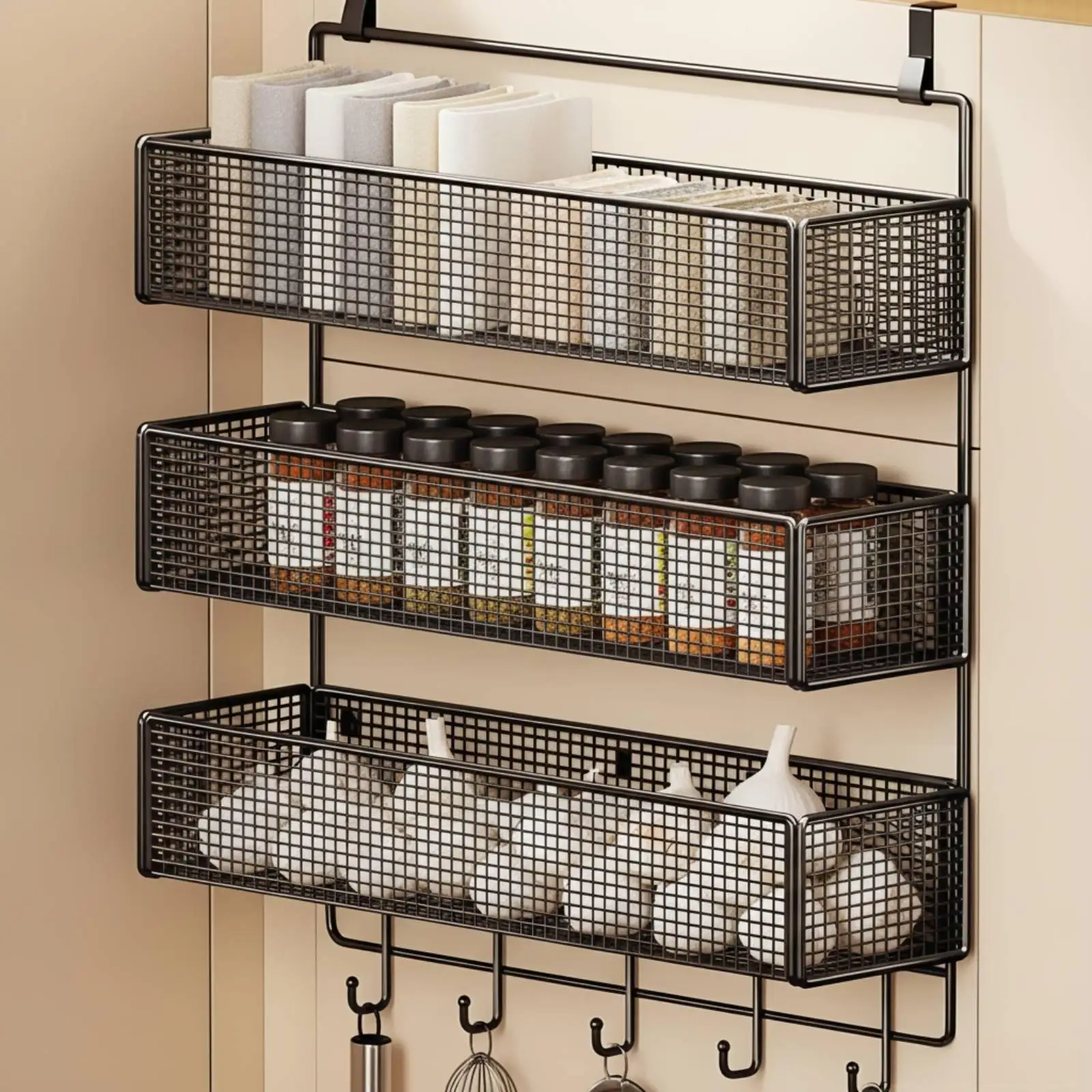 Kitchen Cabinet Shelf Removable Hanging Basket Organizer for Storage Cabinet and Kitchen Shelves