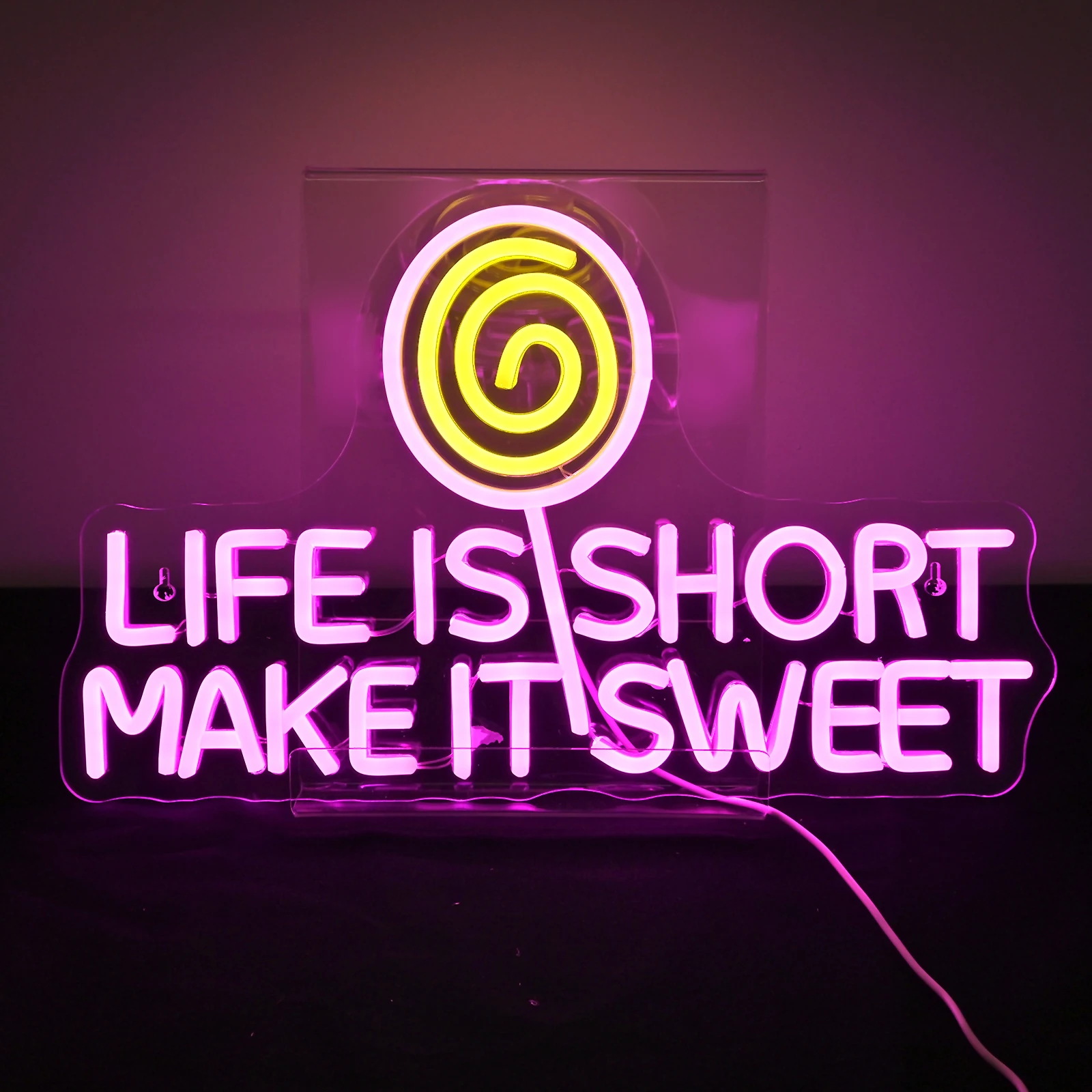 Candy Sweet Life ป้ายนีออน Lollipop Letter Art โลโก้ห้องนอนตกแต่ง Wall Light Up Sign Party Bar Club ร้านขนมหวานโคมไฟ