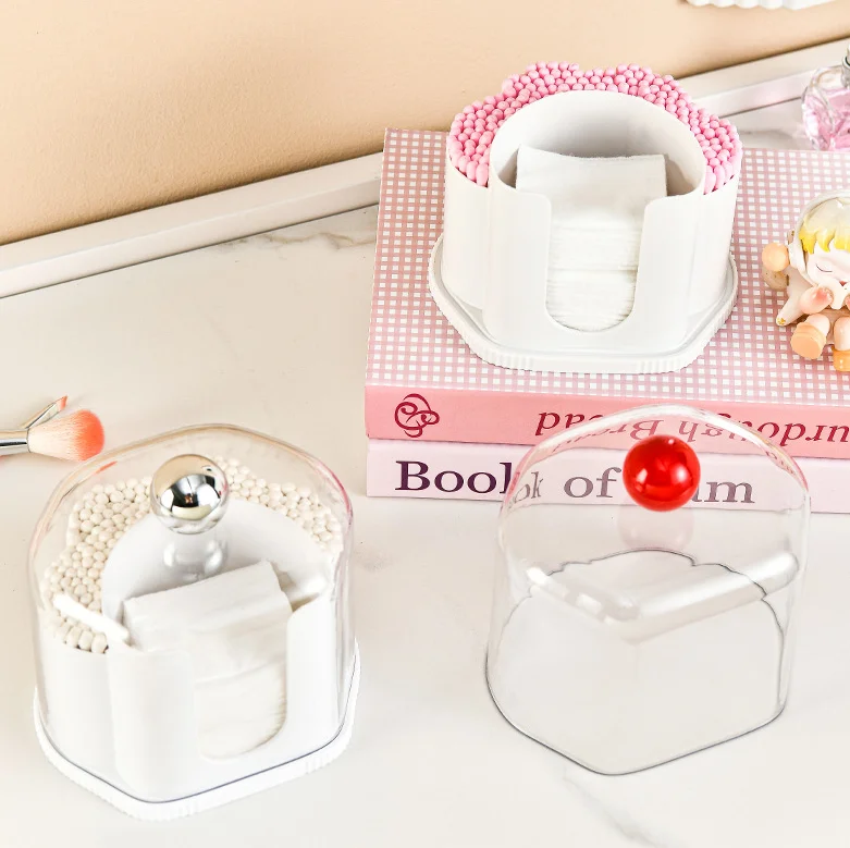 

Bedroom Makeup Organizer Cosmetic Organizer Cotton Swab Case Home Cotton Pad Case Transparent Plastic Case With Lid Dustproof
