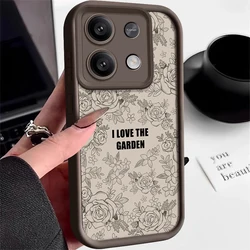 Shockproof Brown Rose Flower Case For Xiaomi Redmi Note 13 12 11 Pro 5G 10 11s 11T 13T Poco F6 X6 X5 M6 Pro 4G Soft Bumper Cover