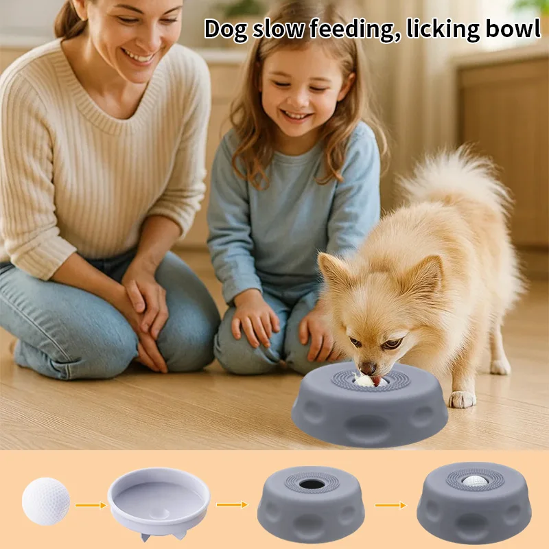 Non-Slip Base Slow Feeder Dog Bowl Ball-shaped Design Anti-Slip Anti-Choking Bowl Interactive Dog Licking Bowl Pet Feeding