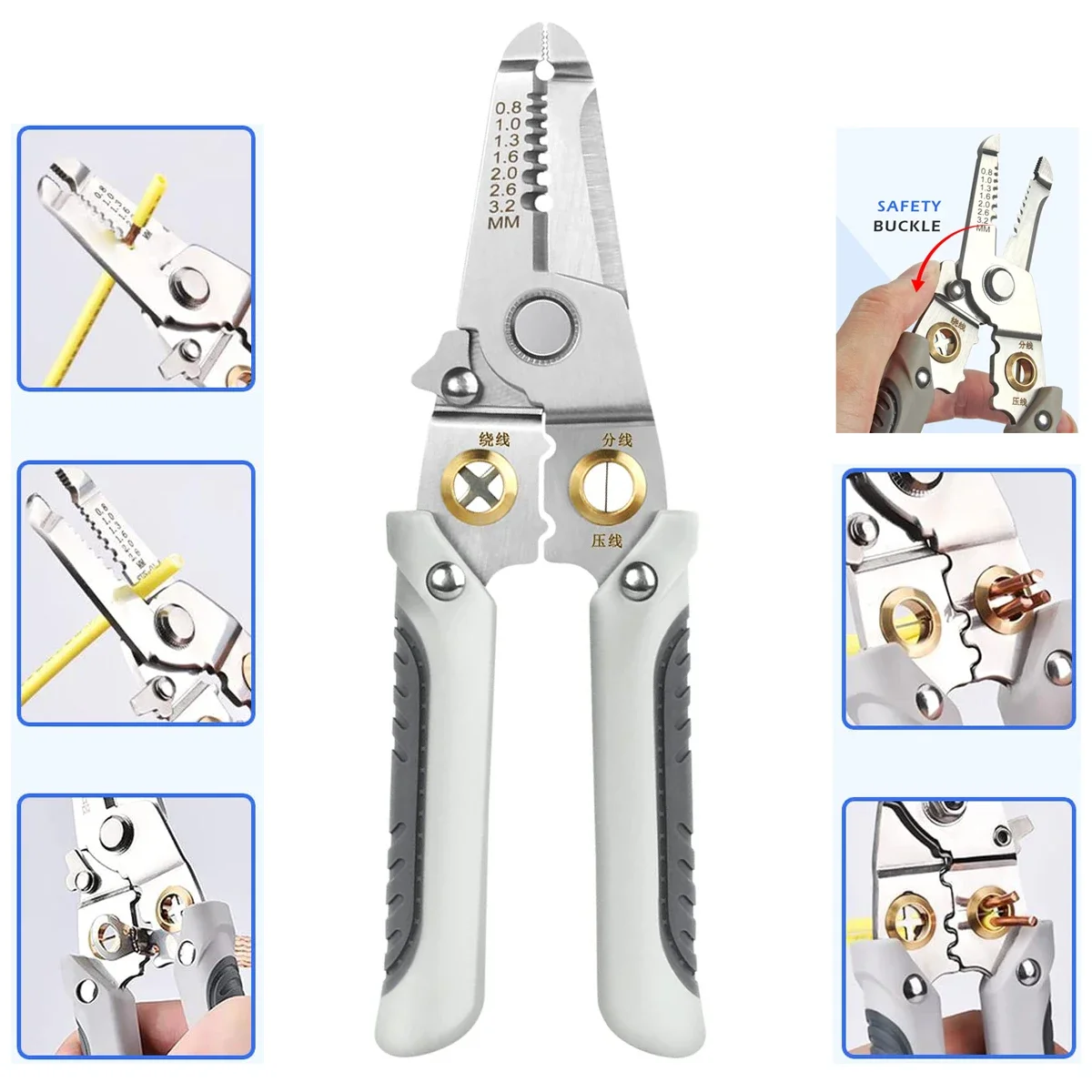 6 In 1 Wire Stripper Special Manual Wire Pliers Electric Cable Stripping Cutting Cable Stripper Crimping Multi Tool Peeler