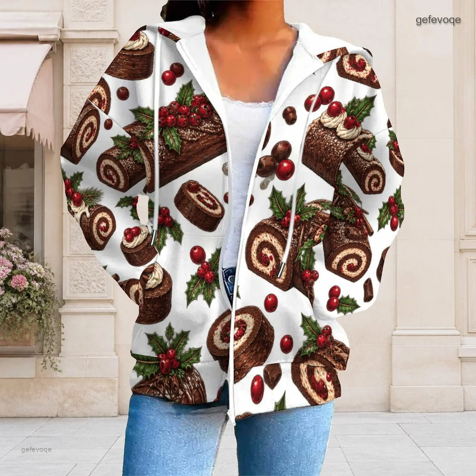 Fall Graphic Print Plus Size Outwear Women Hooded Soft Plus Size Clothes Womens Clothing For Weekend Outdoor Wear