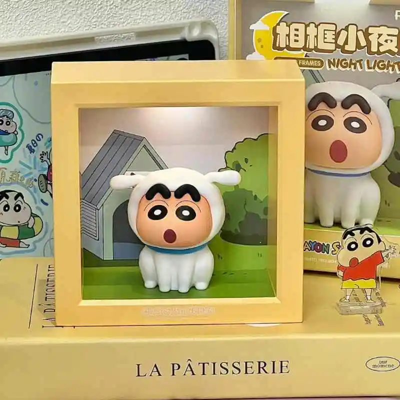 Crayon shin-chan moldura de foto luz noturna quarto atmosfera de dormir luz decoração indução magnética luz de proteção para os olhos