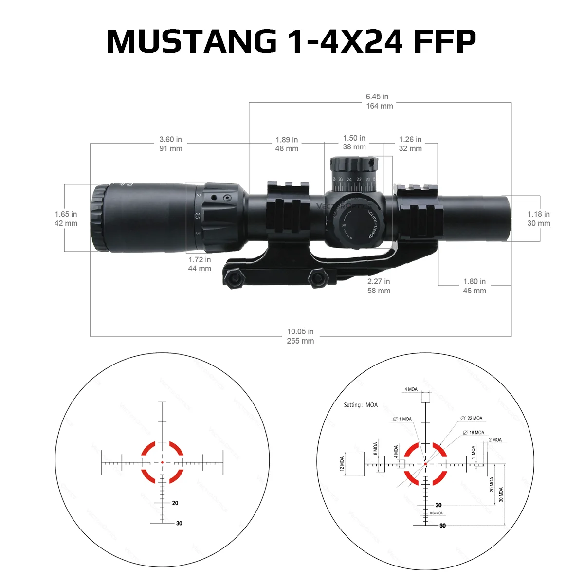 Vector Optics-mira telescópica 1-4x24 1-6x24 SFP/FFP LPVO para Rifles y pistolas de aire AR15 308 30-06, CQB de caza, 5 años de garantía