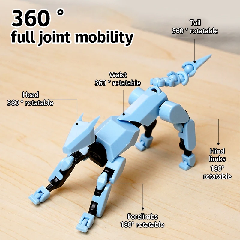 Muñeco de la suerte con diseño de perro Robot Shapeshift, juguete de ensamblaje de rompecabezas de 13 articulaciones, móvil, multiarticulado, impresión 3D, regalo de adornos de estilo