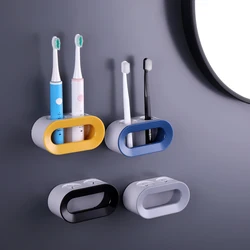 Soporte para cepillo de dientes eléctrico de doble orificio, estante para cepillo de dientes montado en la pared, percha de almacenamiento sin perforaciones, accesorios de baño