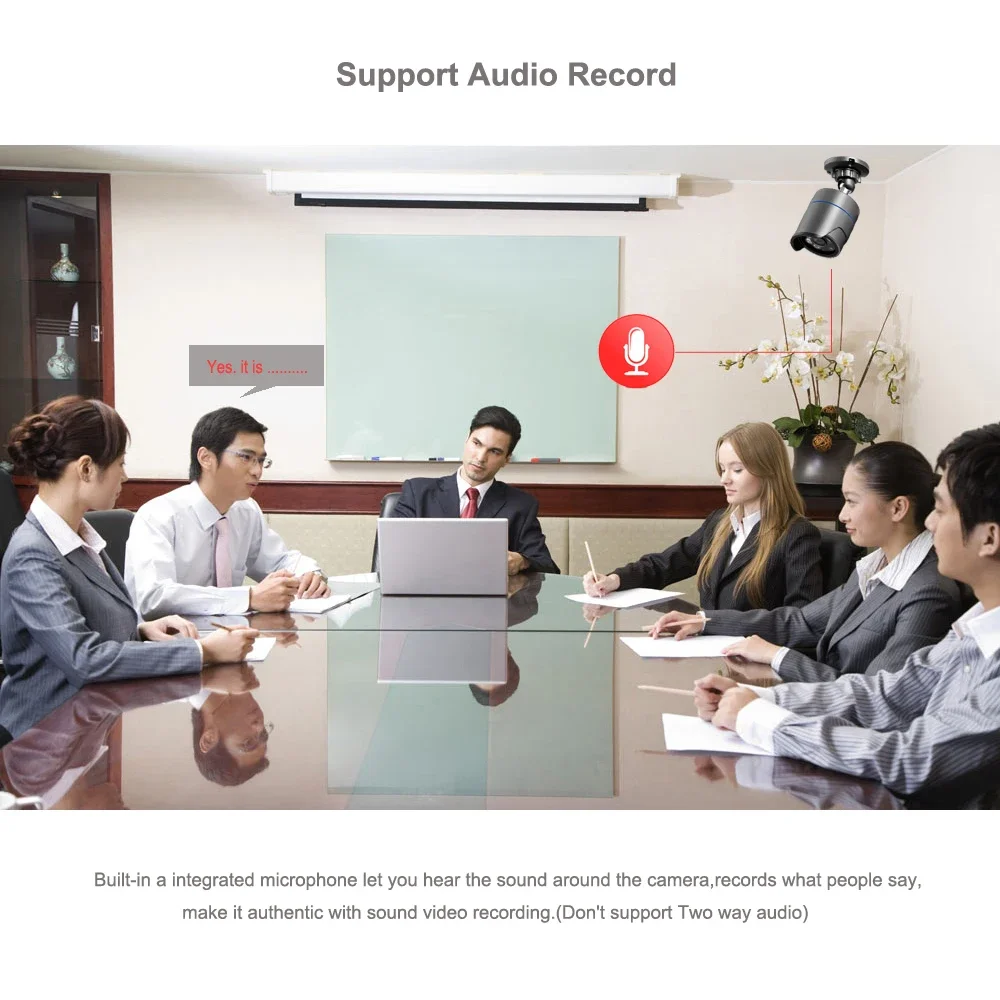 AZISHN Full HD 1080p Аудио IP-камера 25 кадров в секунду Металлическая IP67 Водонепроницаемая система видеонаблюдения FULL HD 25 м Ночное видение P2P RTSP XMEye