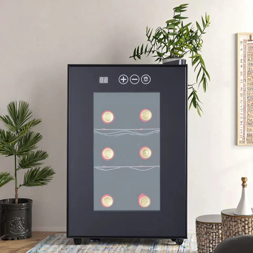 Wine Refrigerator Low Noise Stainless Steel Portable Temperature Air-Cooled Wine Beverage Cooler