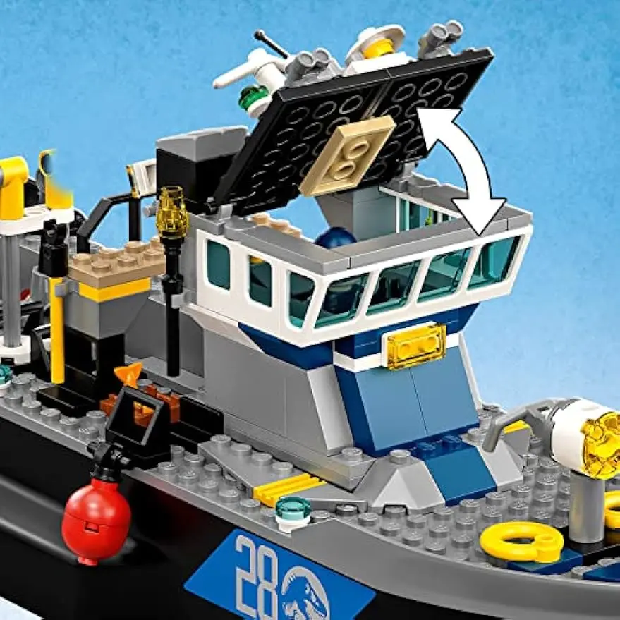 Jurassical World Baryonyx Dinosaur Boat Escape Building Blocks Kit Lifeboat Model Moc Bricks Toys For Boys Christmas Gifts