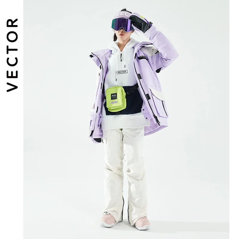 VECTOR Brand Ski Suit Women's Winter Purple Jacket Warm and Waterproof Women's Jacket Outdoor Ski Bike Camping Windproof