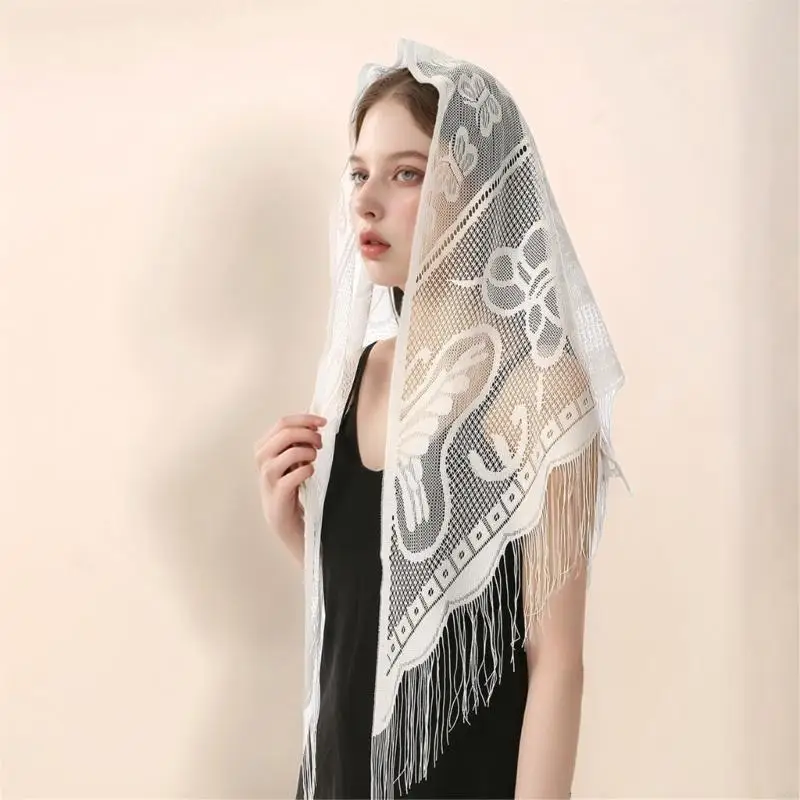 Shawl Fashionable Lace Scarf Accessory Soft Comfortable Wear For Daily Or Formal Event 6XDA