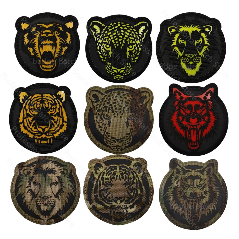 Nuovo Design CP Camo IR Tigerc riflettente Animal Avatar Leopard Lion Wolf Armband zaino luminoso Hook Loop patch per abbigliamento