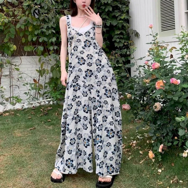 Combinaisons surdimensionnées pour vacances, combishort ample sans manches, décontracté, Style coréen, pantalon à jambes larges élégant, tenue une pièce pour femmes