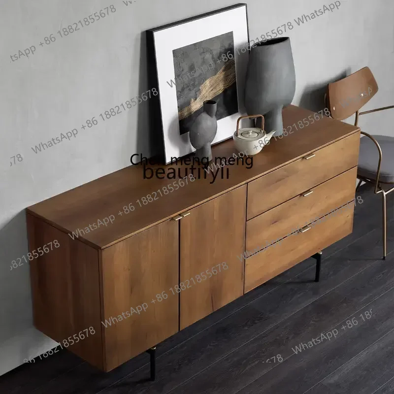 cn8350 LHY zq Time Nordic Retro Solid Wood Sideboard Middle and Ancient Small Apartment Tea Cabinet Living Room Locker