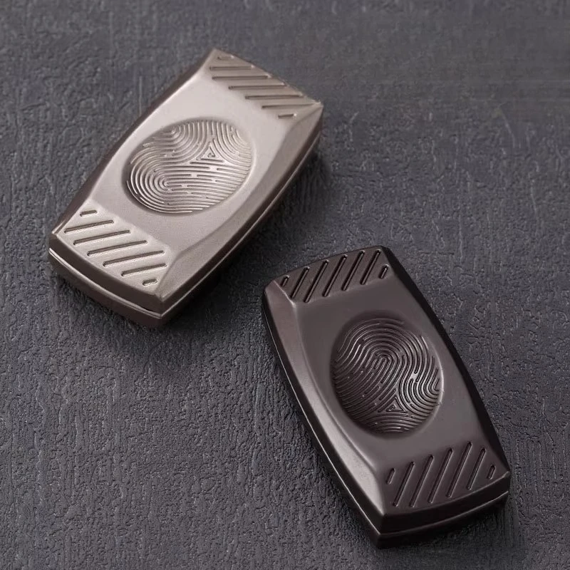 Premium Biometric Fingerprint Spinner - Metal Push Coin Mechanism Stress Relief Toy for Men with Tactile Click Sound