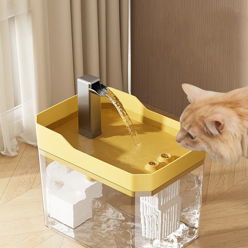 USB Cat Water Fountain with Auto Filter Anti-Dry Burning Transparent Recirculating Dispenser with Pump for Cats