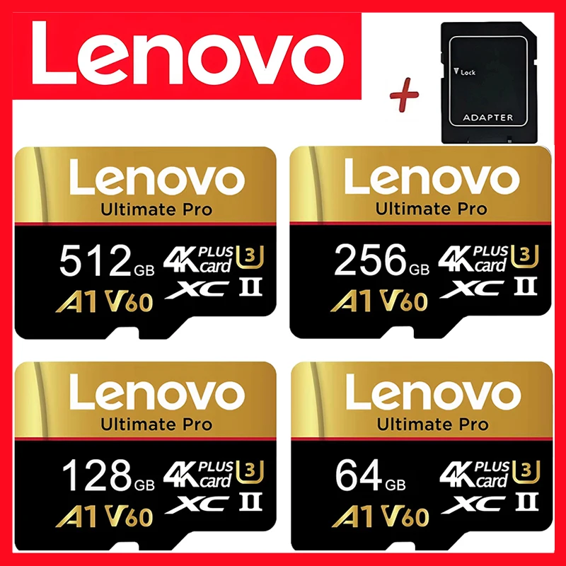 Lenovo Ultra 512GB TF Cards Micro TF SD Memory Card SD Cards 256GB Read 32GB C10 for PC / Surveillance / Gaming / Android