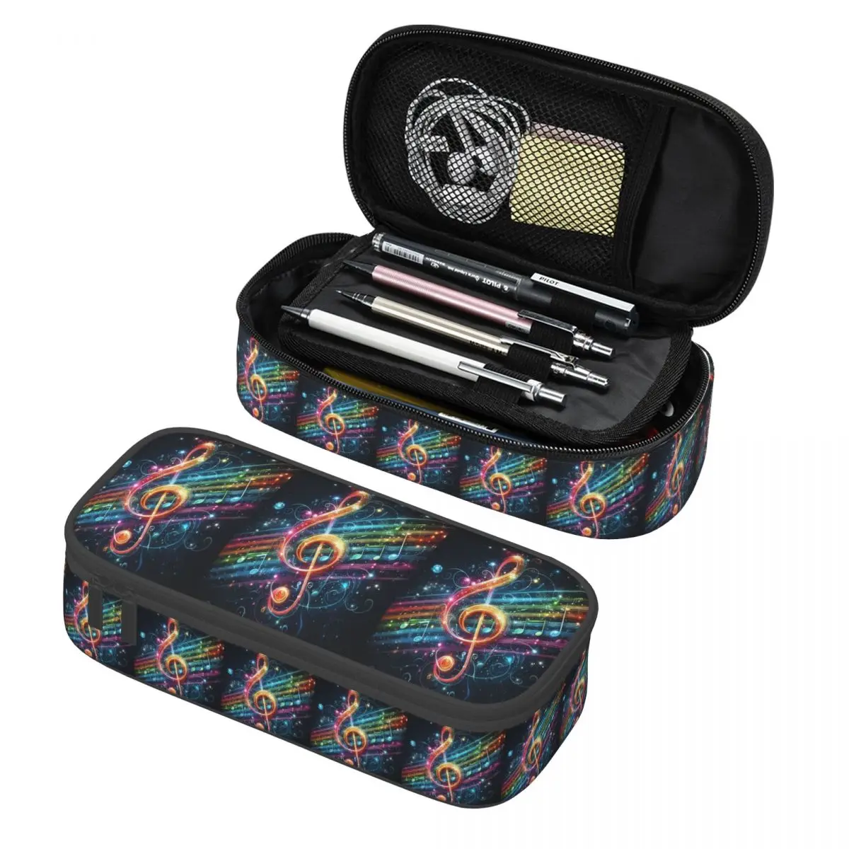 

Music Note With Colorful Stripes And Fluid Pencil Cases Pen Holder Storage Stationery Supplies Pen Box Pencil Bag for Kids