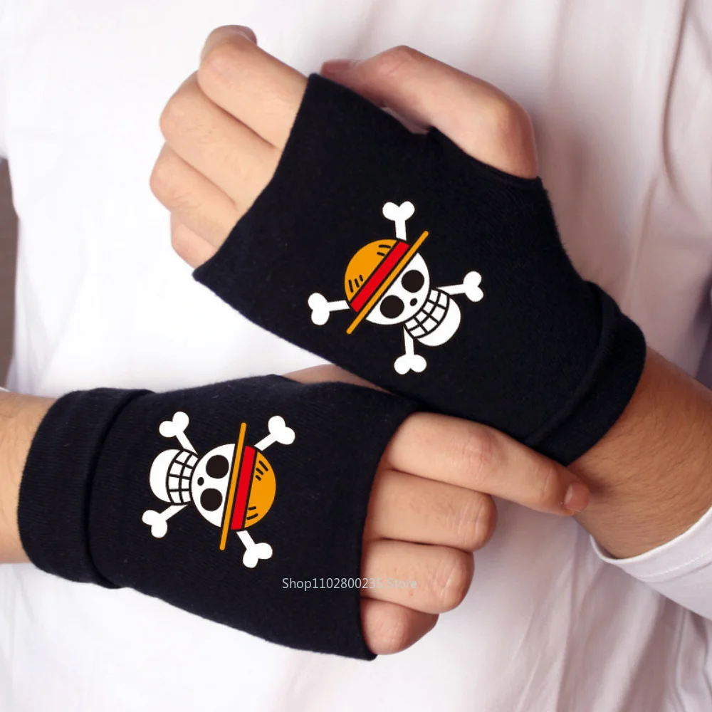 Anime One Piece Luminous Gloves Monkey D Luffy Wrist Cosplay Fingerless Fluorescence Skeleton Pirate Gloves Accessories Gift