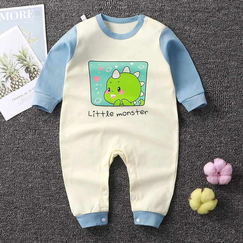 2024 Frühling Herbst Neugeborene Mädchen Jungen Kleidung 0 bis 3 Monate Cartoon niedlichen Druck Langarm Stram pler Overalls Baby kleidung bc869