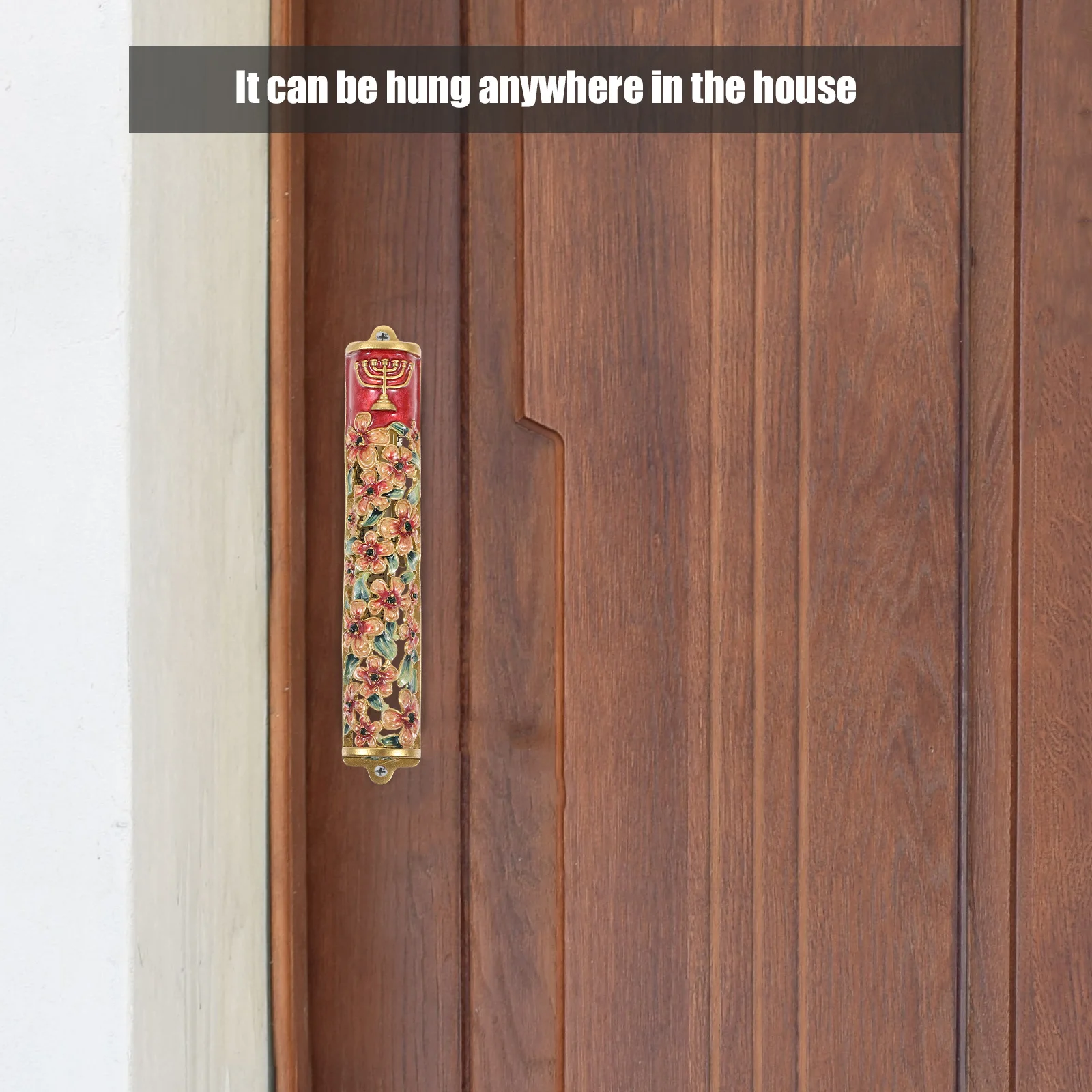 

Mezuzah Door Accent Metal Mezuzah Plaque Jewish Door Decoration Ornament Scroll Blessing Scripture Hanukkah Decor