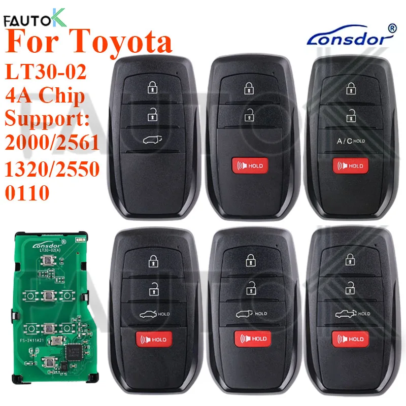 Smart Car Key Lonsdor LT30-02 For Toyota Corolla Levin Allion Camry KH100+ K518 Support 2000 2561 0110 1320 2550 T30-02 4A Chip