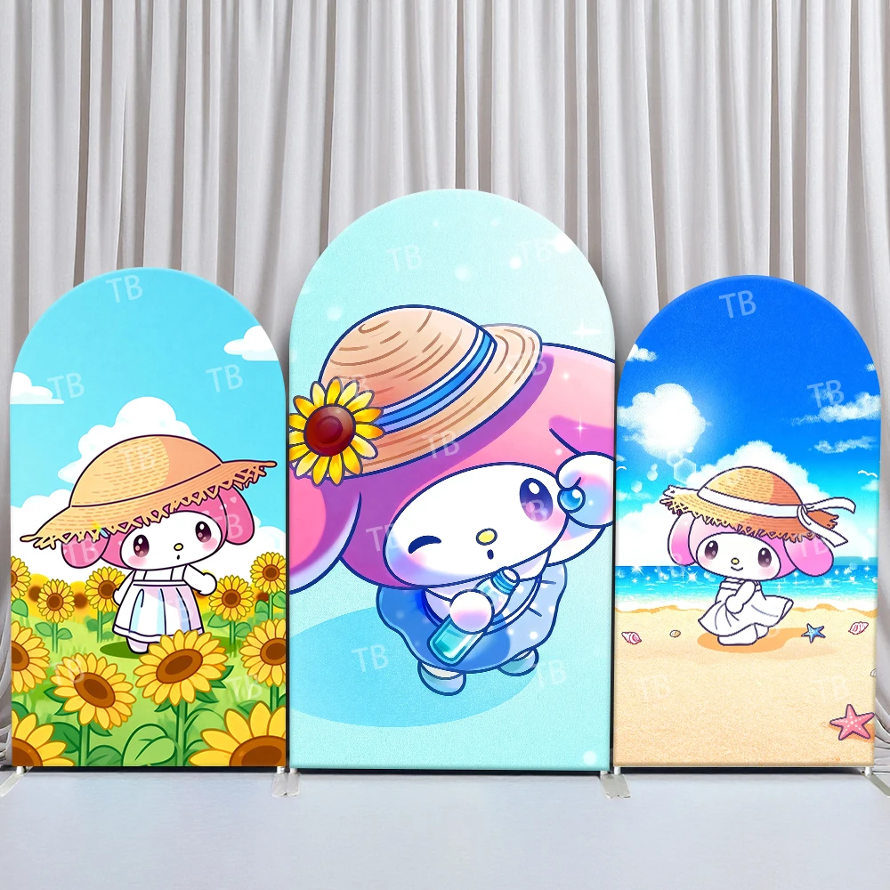 

Sanrio My Melody Summer Adventure Style Arch Backdrop Cover Fresh Festive Scene For Kids Birthday Baby Shower Photo Booth Decor