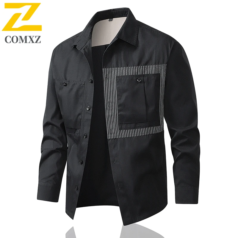 

Мужская куртка высокого качества, весна-осень 2024, удобная дышащая рабочая одежда, куртка-рубашка, уличная повседневная универсальная мужская куртка на пуговицах