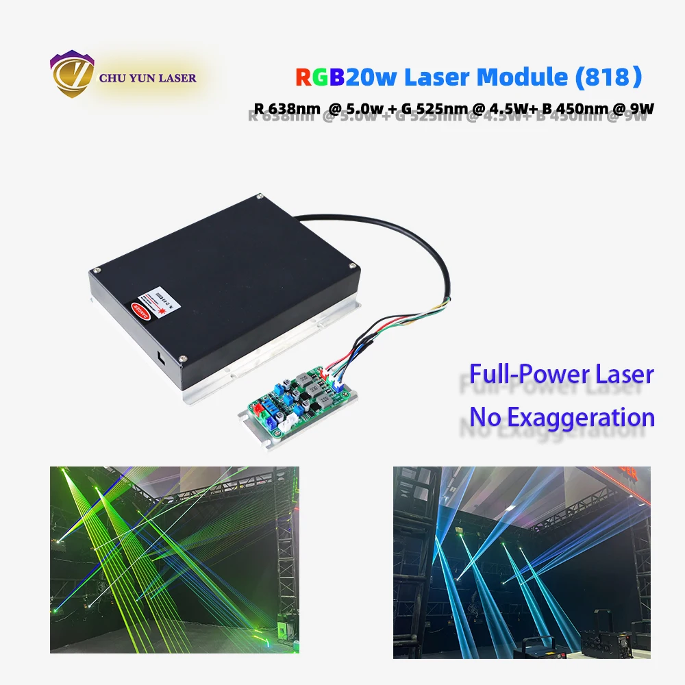 RGB 20W DC24V Laser Module Red/Blue/Green Ttl Analogue Laser Light Parts for DIY Laser show