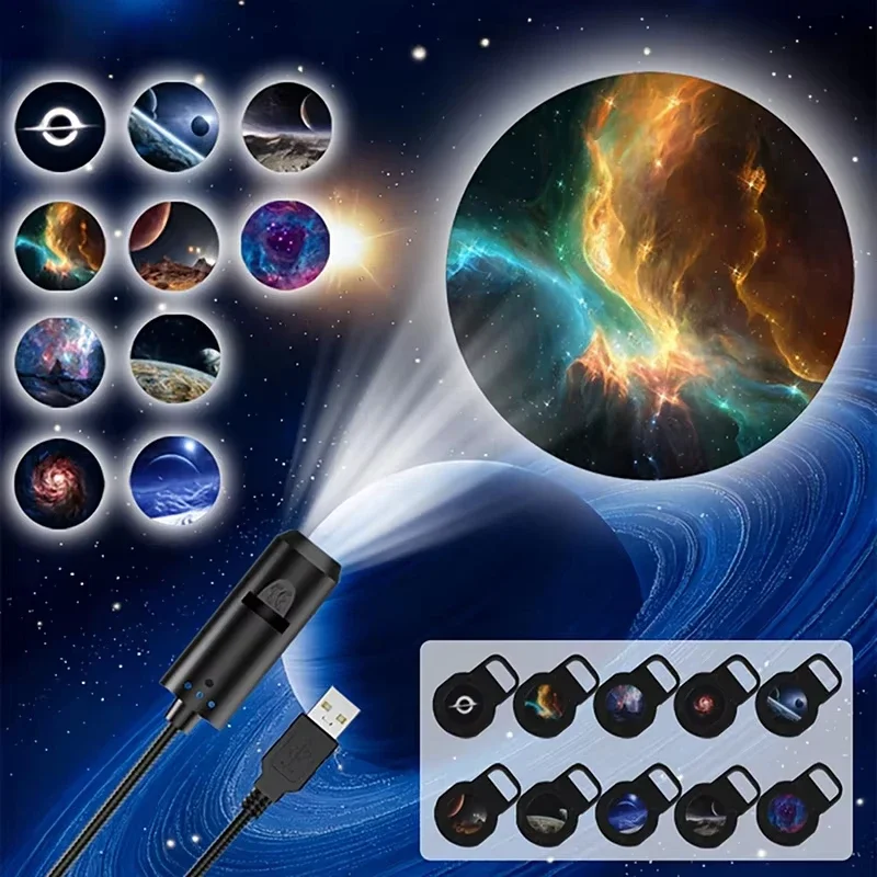 LED Star Galaxy Sea Projector Lamp Wall Decor Switchable Pattern Projection Night Light for Home Bedroom Decoration