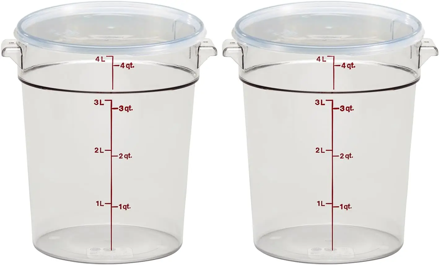 

Food Storage Container with Lid (2 Pack) - Round Series - 4 QT (Quart) - Commercial Gra for Food Prep (Clear)