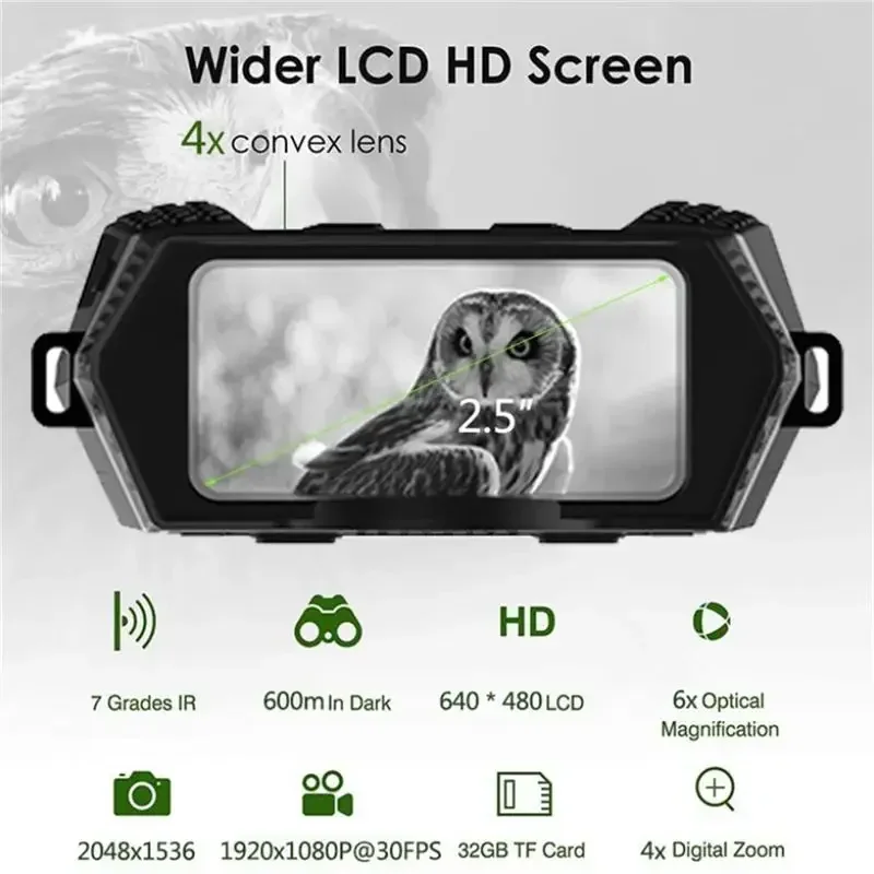 Goggles Binoculars Night Vision Hunting Camera NV5100 Wider LCD 2.5'' HD Screen 4X Digital Zoom support 32GB TF Card