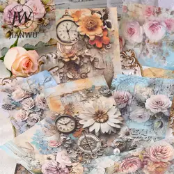 JIANWU-Serie de flores de construcción de sueños, Material de decoración de encaje Vintage, papel creativo, diario de chatarra DIY, papelería de Collage, 30 hojas