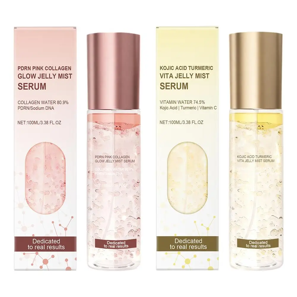 

PRDN Pink Collagen Glow Jelly Mist, сыворотка для лица с койевой кислотой, куркумой и витаминами, увлажняющая, осветляющая и придающая длительное сияние, для макияжа