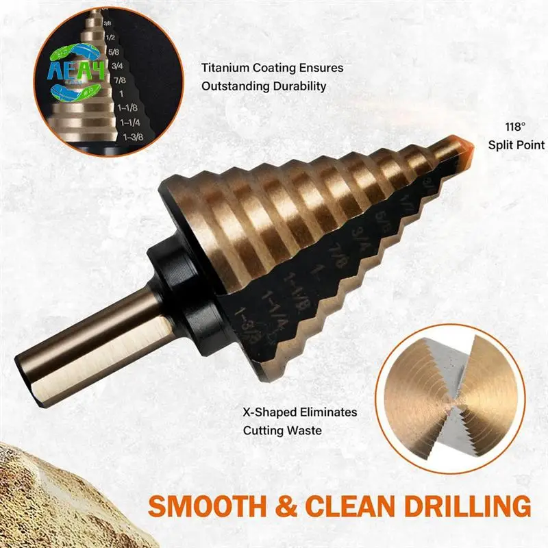 

AEA4-6Pc Integrated Stepped Drill Set Multifunctional Stepped Drilling Straight Groove High-Speed Steel Drill Reamer
